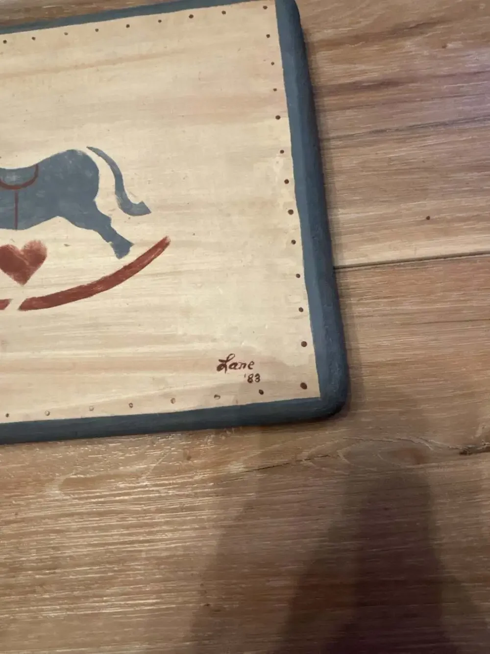 Vintage 1983 Baby Nursery Hand Painted Wooden Rocking Horse Wall Plaque